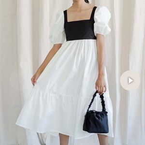 BRONZE AGE SERENITY PUFF DRESS - BLACK/WHITE